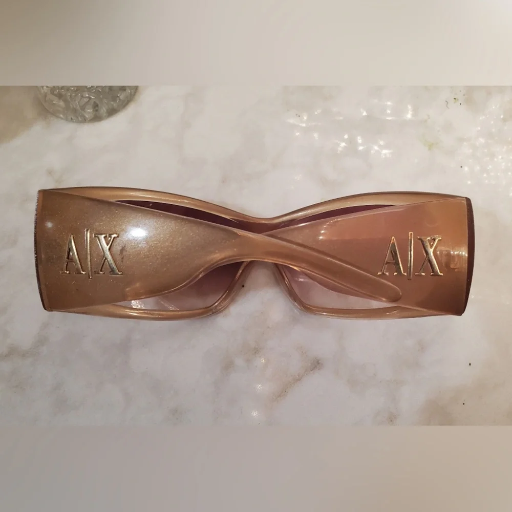 A/X ARMANI EXCHANGE GOLD TONE SUNGLASSES W/ SMOKY TOPAZ LENS